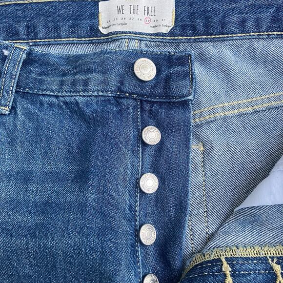 Free People Jeans Sz 29 Maggie Mid Rise Straight Leg Distressed Boho Casual Crop - Picture 7 of 9